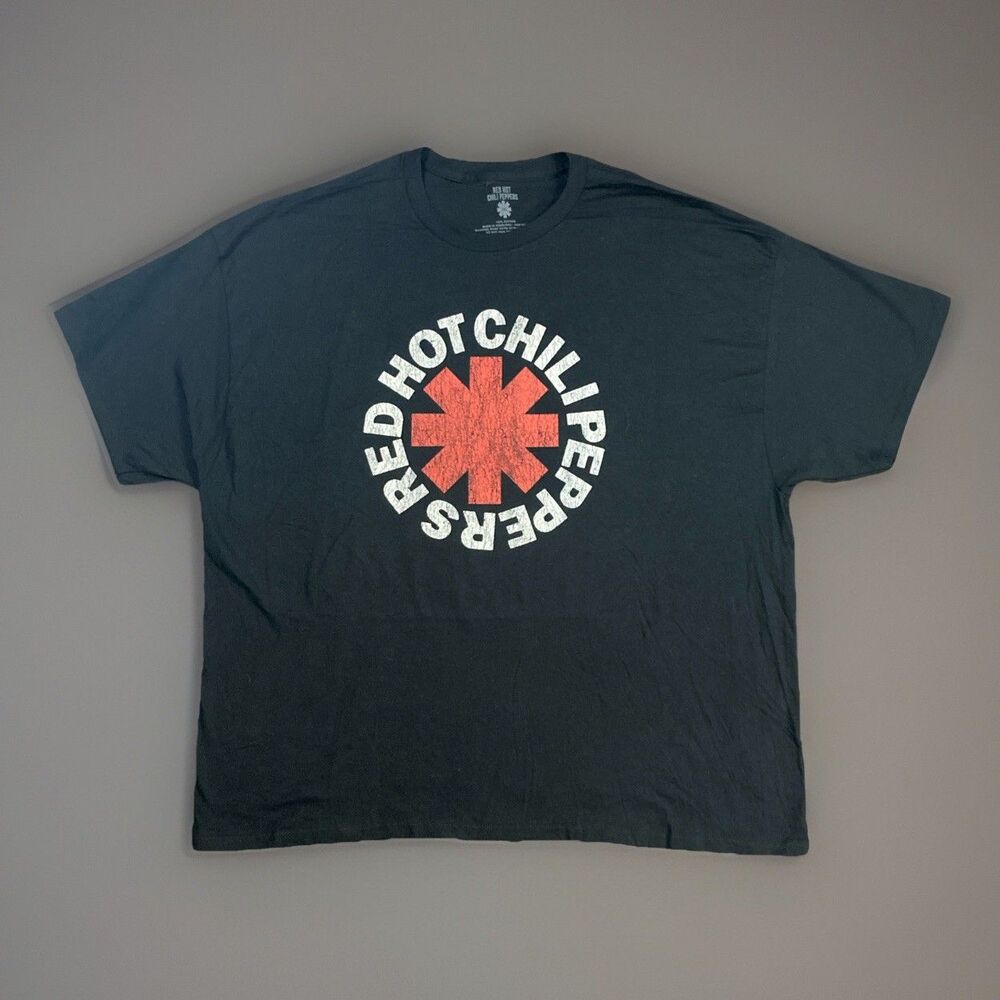 Red Hot Chili Peppers Logo Graphic T-Shirt Black Men's Size 3XL